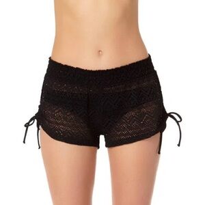 No Boundaries Black Crochet Eyelet Lace Coverup Shorts